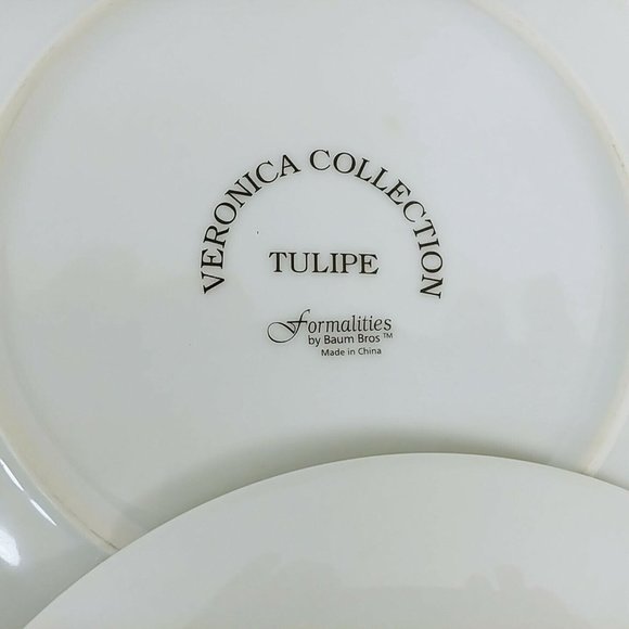 Decorative Plates Veronica Collection Formalites 2 Rose 1 Tulipe 1 Pivoine 8" - Picture 12 of 12